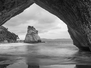 rocks, cave, Waikato Region, sea, Cathedral Cove, Coromandel Peninsula, New Zeland