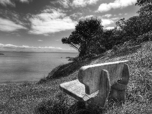 creek, Bench, Quiet