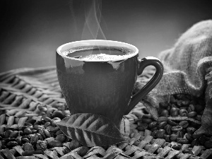 cup, pebbles, coffee