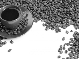 Cup, coffee, grains