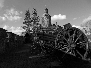 gun, defensive, Czocha Castle, wall