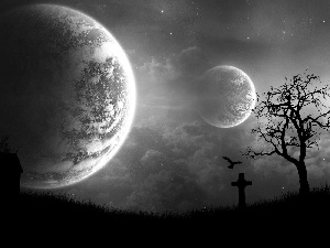 dark, cemetery, Planet