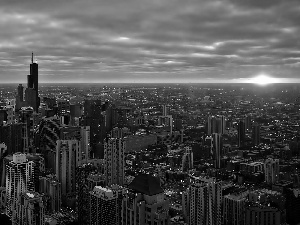 Chicago, town, dawn, panorama