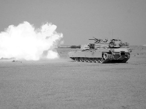 M1A1 Abrams, Big Fire, Desert, shot