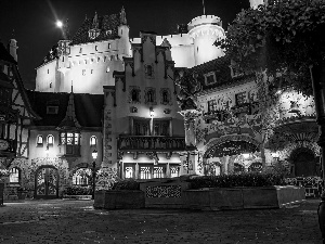 market, Night, California, Houses, Town, Disneyland, USA