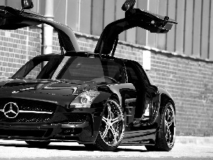 Black, raised, Doors, Mercedes SLS