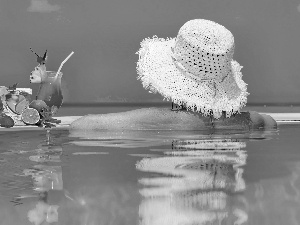 Women, Pool, drinks, Hat