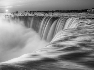 River, Great Sunsets, Niagara Falls, Fog, waterfall