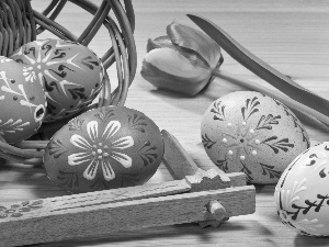 Easter, composition, eggs, tulip, basket