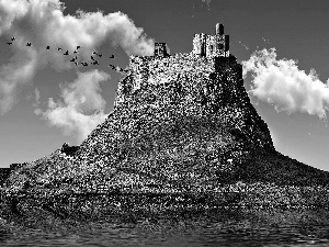 elevation, birds, Mound, hill, Castle