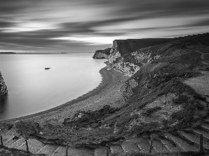 sea, Jurassic Coast, Stairs, rocks, Durdle Door, County Dorset, England, Durdle Door