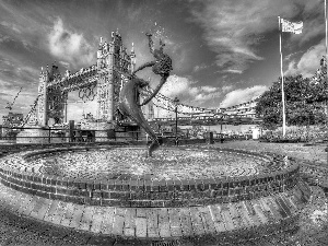 fountain, London, England, bridge