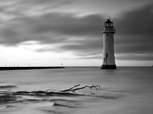 evening, Lighthouses, sea