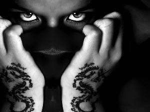 Eyes, hands, Tattoo