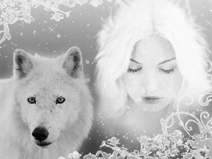 Women, White, Siberian Husky