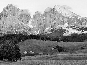 Farms, medows, Rocky, woods, Mountains