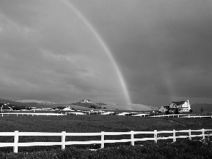 Great Rainbows, farm, fence