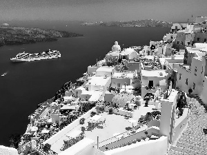 santorini, Gulf, ferry, Greece