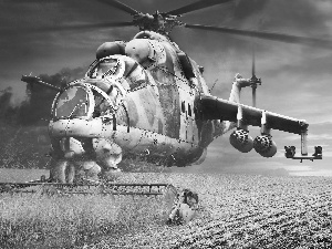 Mi-24, grass, Field, Reaper