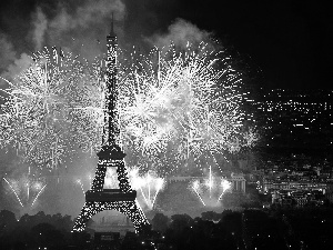 Eiffla Tower, Paris, France, fireworks