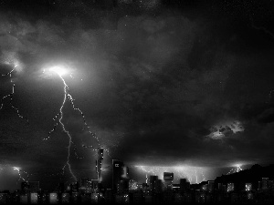 buildings, thunder, flash, lightning