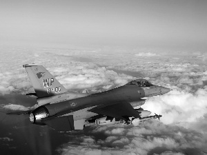 fighter, clouds, flight, F-16