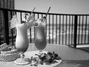 cocktails, terrace, Flowers, Table