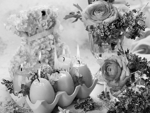 Easter, Candles, Flowers, decoration