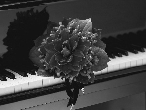 Piano, red, flowers, bouquet