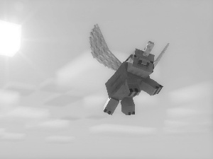 Sky, game, Flying, Piggs, sun, Minecraft