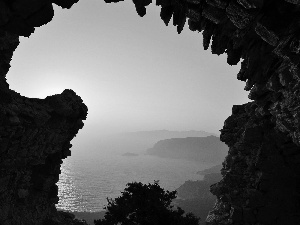 Fog, cave, lake