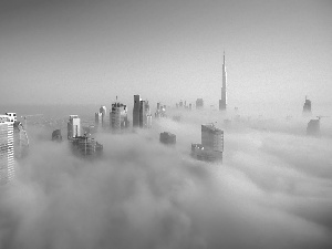 Fog, Dubaj, skyscraper
