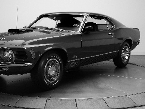 exhibition, blue, Ford Mustang