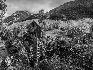 State of Colorado, The United States, Crystal Mill, forest, River, autumn, viewes, Mountains, trees
