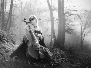 forest, Women, violoncello