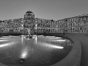 Louvre, fountain, Paris, Museum, France