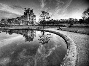 Louvre, France, water, reflection, museum of art, Paris