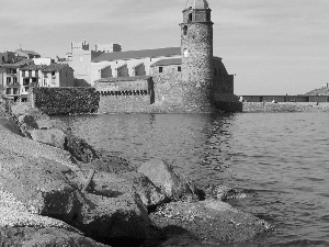 Houses, Stones, France, sea