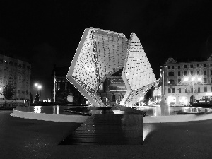 Pozna?, Poland, freedom, Night, fountain