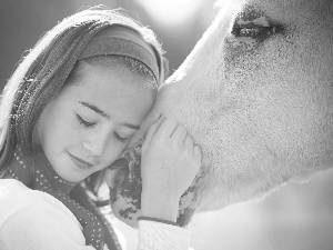 friends, girl, Horse