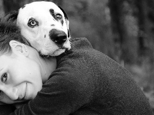 Women, Dalmatian, friendship, dog