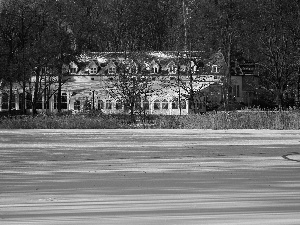 Poznań, Hotel hall, lake, Meridian, Restaurant, frozen, Cane
