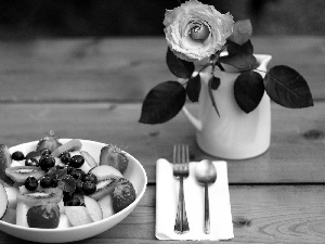 rose, salad, fruit, bowl