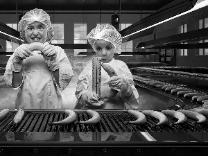 Kids, factory, Funny, bananas