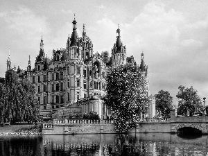 Castle, River, Germany, bridge