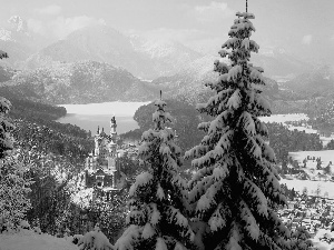 Castle, winter, Germany, Neuschwanstein