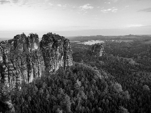 Mountains, woods, Germany, Rocky