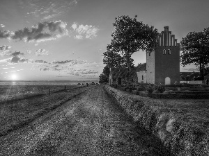 Sunrise, Church, Germany, Way