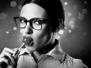 Glasses, Women, Lollipop