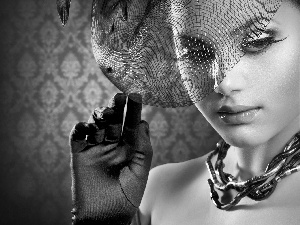 Gloves, jewellery, Hat, make-up, Women